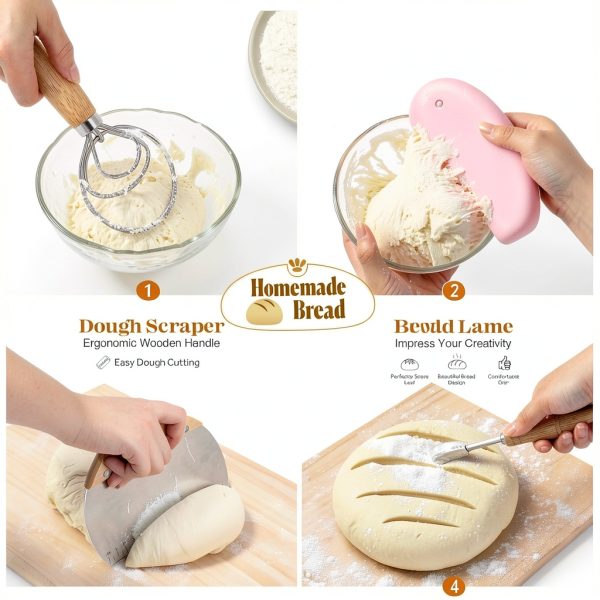 Sourdough Starter Kit VEDALIO Pink Rattan Bread Baking-1