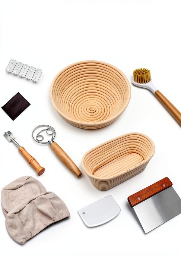 EWFEN Rattan Bread Proofing Baskets Set Round Oval Shapes-4