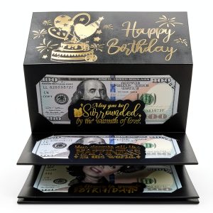 Birthday Cash Envelope HOMANGA Black Gold Card-0
