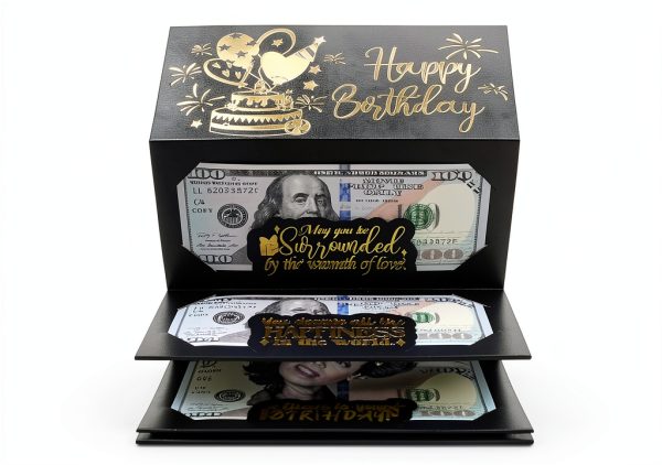 Birthday Cash Envelope HOMANGA Black Gold Card-0