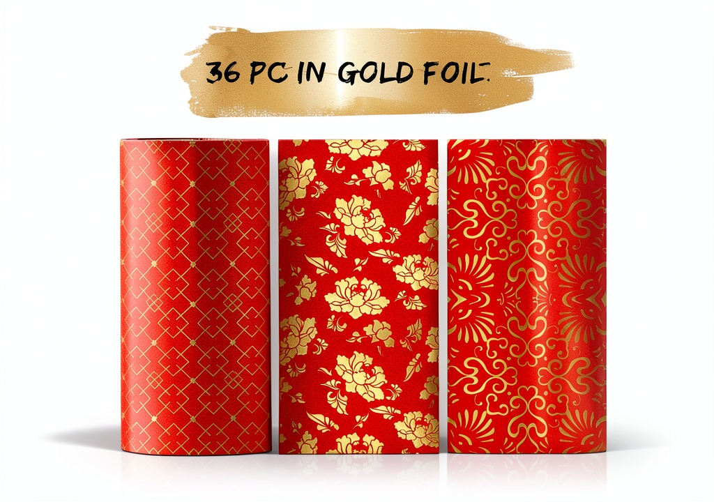 Chinese New Year red money envelopes with gold foil designs