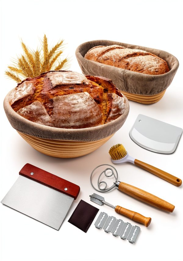 EWFEN Rattan Bread Proofing Baskets Set Round Oval Shapes-0