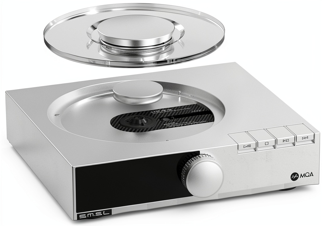 SMSL PL200T CD player displayed on a modern audio rack