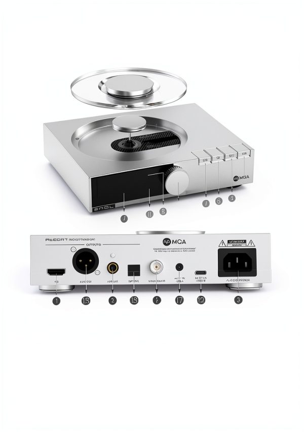 SMSL PL200T Silver CD Transport Hi‑Fi Player with Precision Clock-4