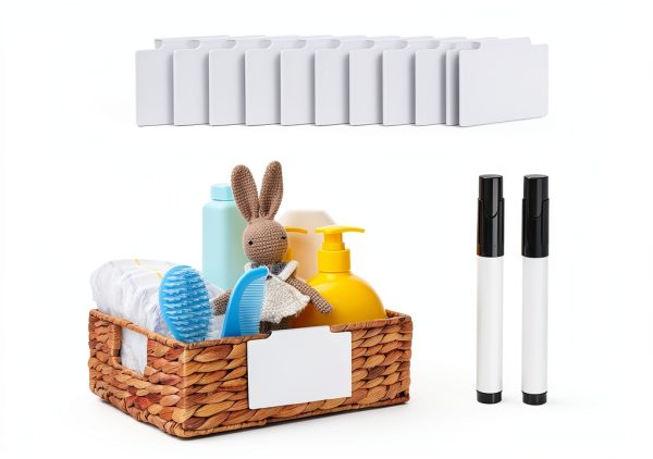 DANRONG Basket Labels Clip On 30 Plastic Labels with Chalk Markers-0