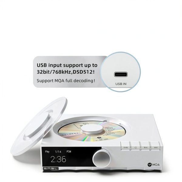 SMSL PL200T Silver CD Transport Hi‑Fi Player with Precision Clock-2