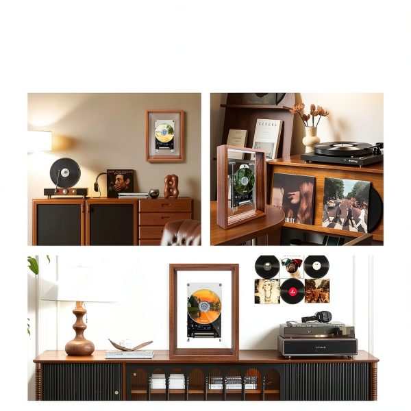 TODAAIR CD Player Photo Frame Wood Retro Wall Mount Wireless-7