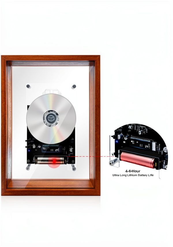 TODAAIR CD Player Photo Frame Wood Retro Wall Mount Wireless-4