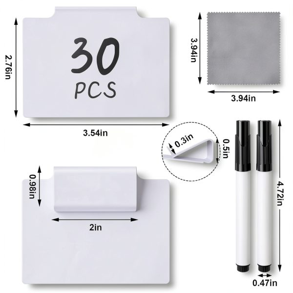 DANRONG Basket Labels Clip On 30 Plastic Labels with Chalk Markers-1
