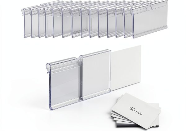 Clear Plastic Label Holders ChanQnTon 50 pcs PVC Clip 6x4.2cm-0