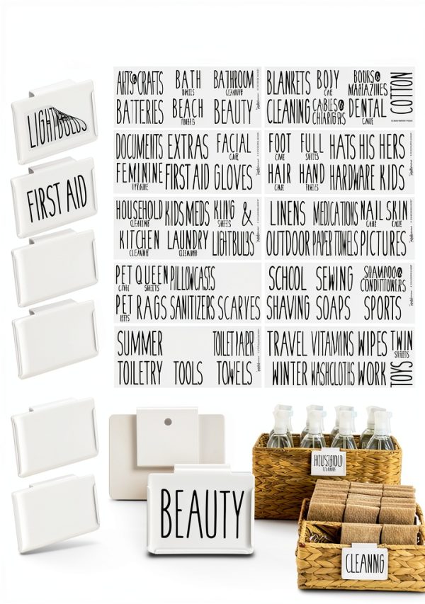 Talented Kitchen Metal Label Holders Storage Bin Labels White X-large-8