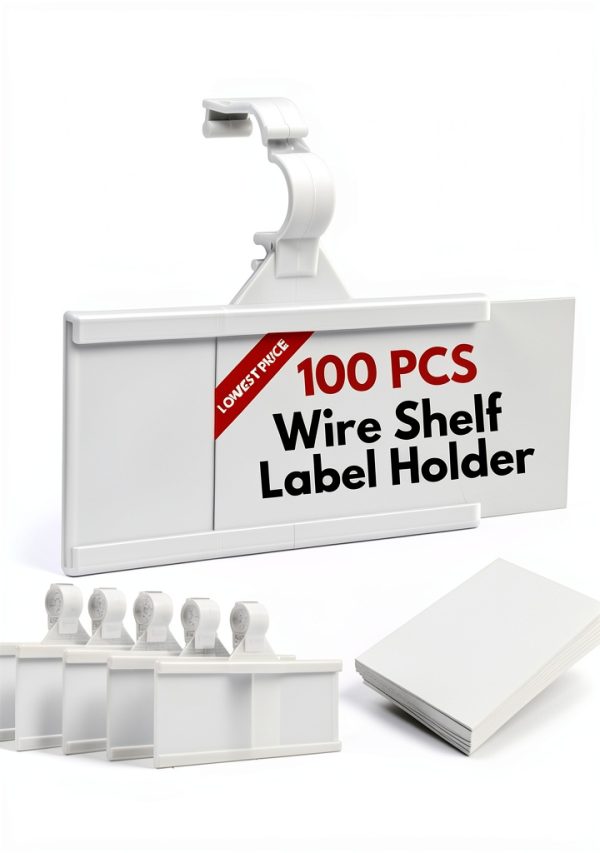 Plastic Wire Shelf Label Holder NuBliss Reusable 100 Clear Clip-0